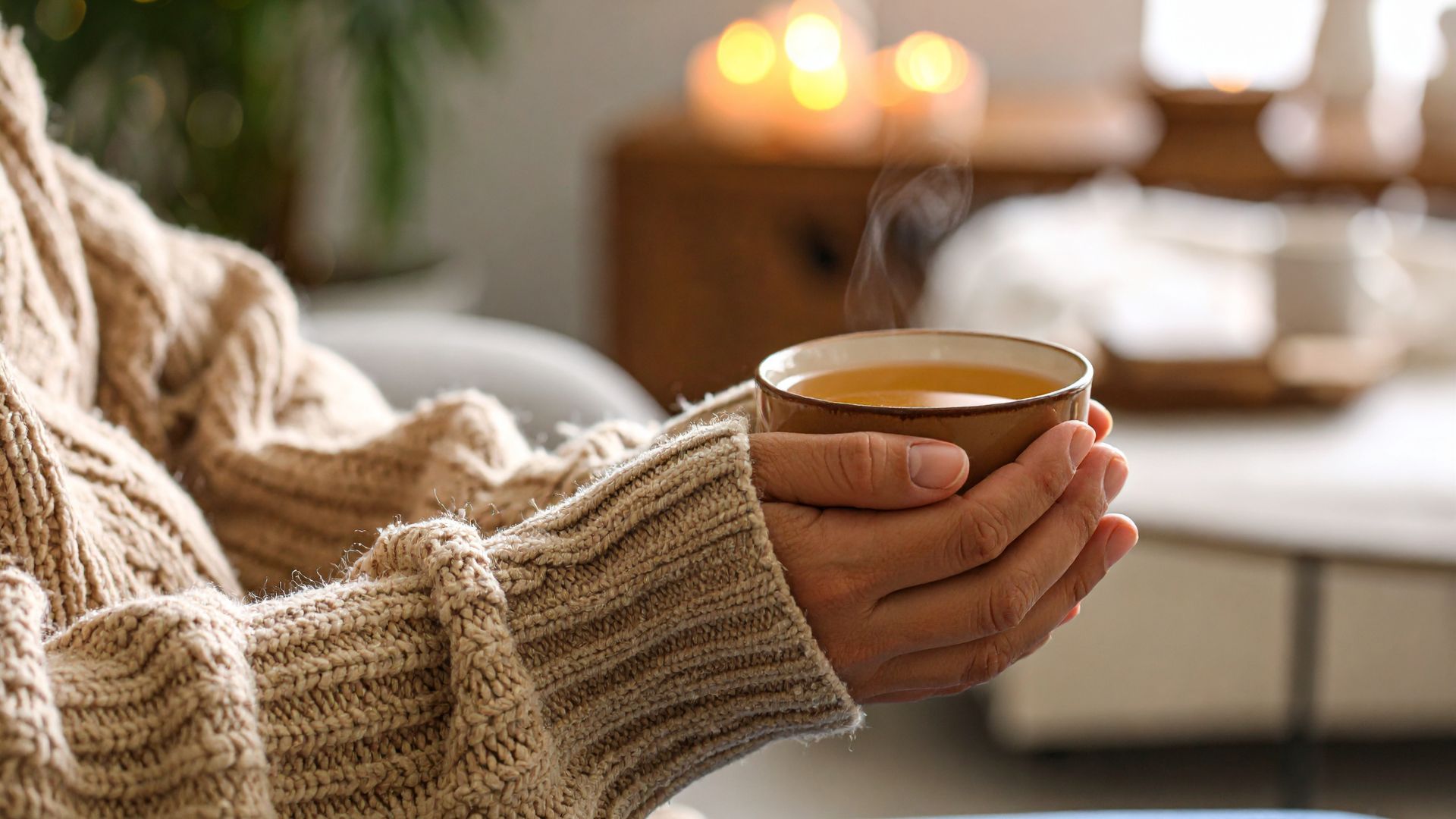 Gemütliche Teetasse bei Kerzenschein – Stressabbau für ein starkes Immunsystem