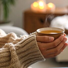Gemütliche Teeszene – Moment der Entspannung, um Stress im Körper zu beruhigen